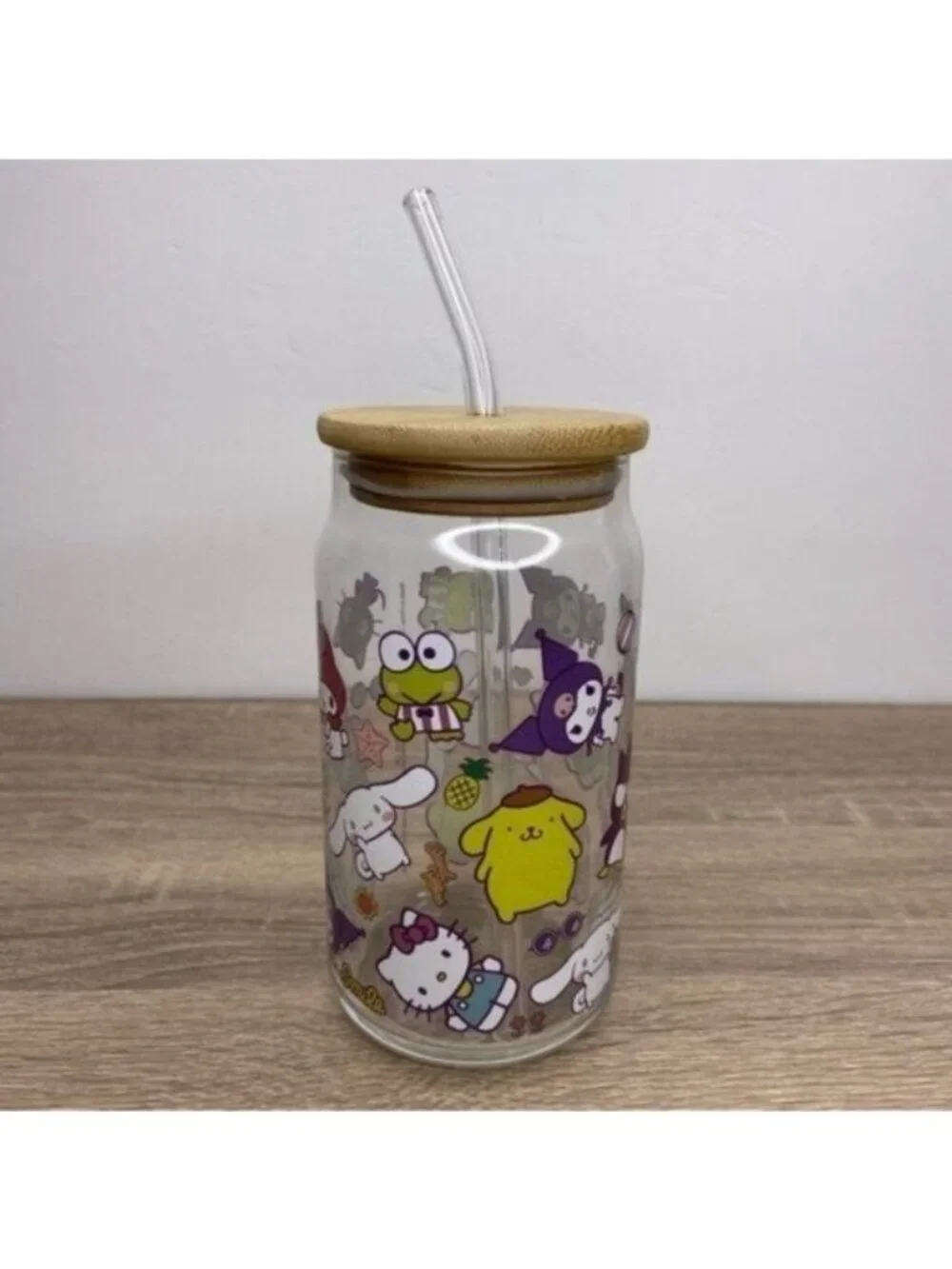 Hello Kitty & Friends Glass Straw Can Cup NEW